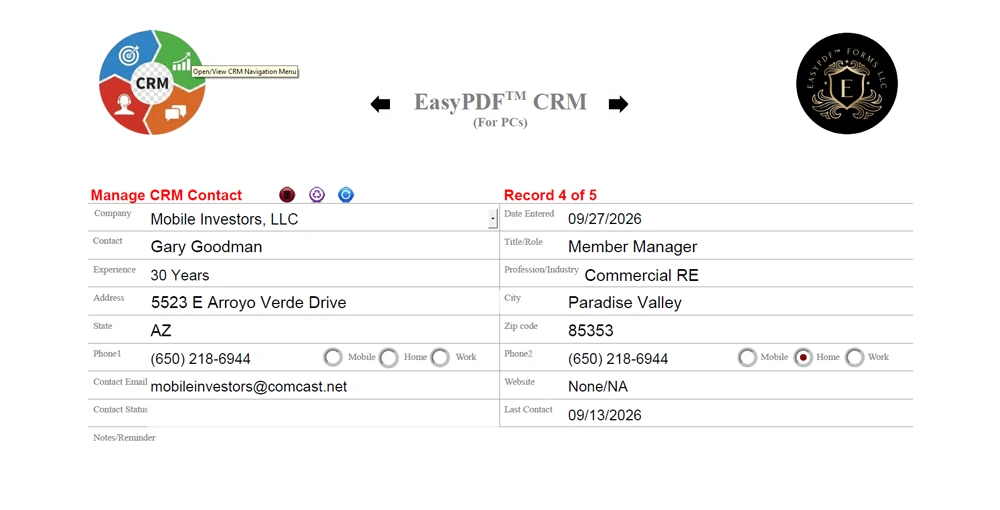 EasyPDF™ CRM Sample Form