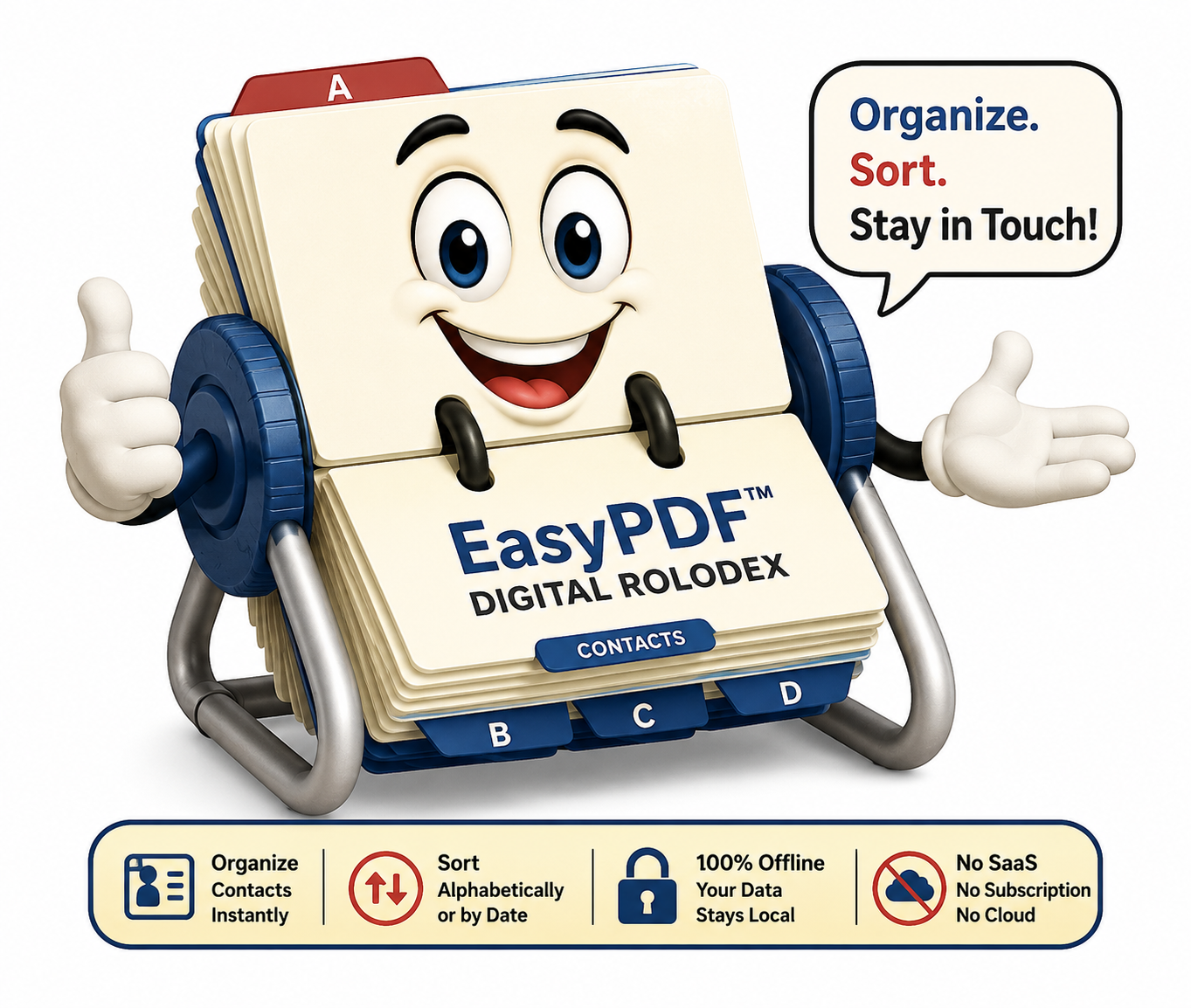 EasyPDF™ Digital Rolodex Cartoon Mascot